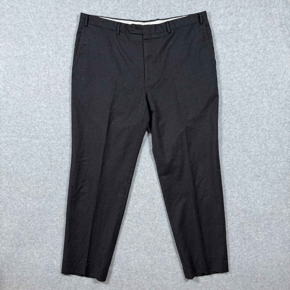 Canali Mens Charcoal Gray 100% Wool Flat Front Dress Pants Italian Fits 38x30